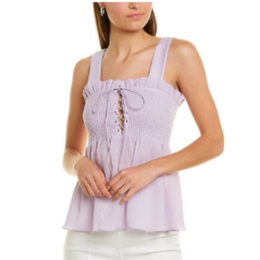 NWOT Lace-Up Smocked Tank